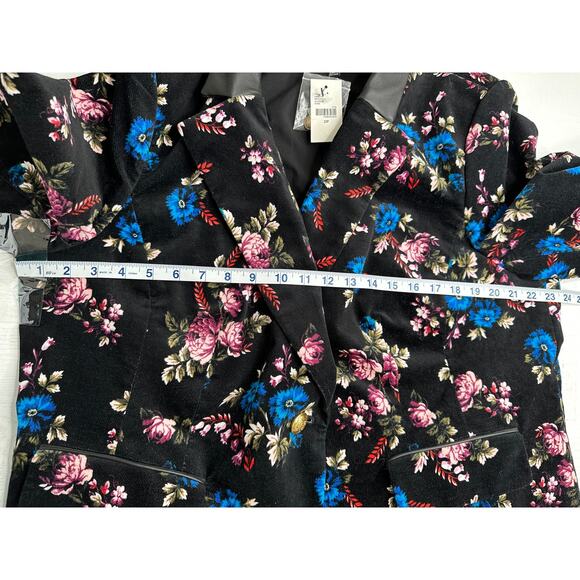 Lane Bryant New! Velvet Blazer Black Pink & Blue Floral Coquette Steampunk 22P - Picture 10 of 13